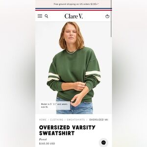 Clare V. Forest Green Sweatshirt